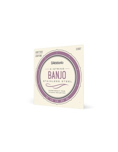 D'Addario EJS57 5 String Banjo Strings Stainless Steel Custom Medium 11-22 (Set)