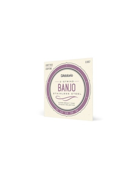 D'Addario EJS57 5 String Banjo Strings Stainless Steel Custom Medium 11-22 (Set)