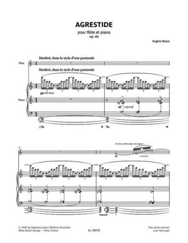 BOZZA E.-Agrestide Op.44 per Flauto e Pianoforte