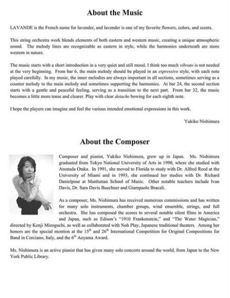 NISHIMURA Y.-Lavande String Orchestra