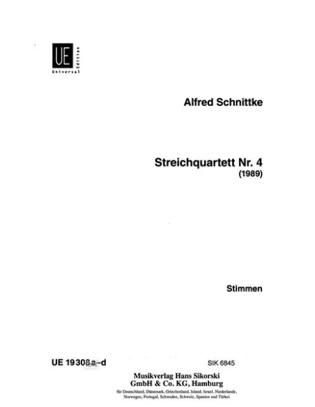 SCHNITTKE A.-String Quartet No. 4 (Parts)