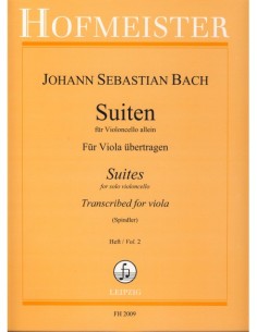 BACH J.S.-Suites (6) (Originales para Violoncello) 2º (nº 4 a 6) para Viola (Spindler)
